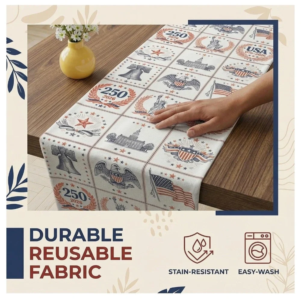 4Th of July Decorations - 250Th Anniversary Patriotic Table Runner for Memorial